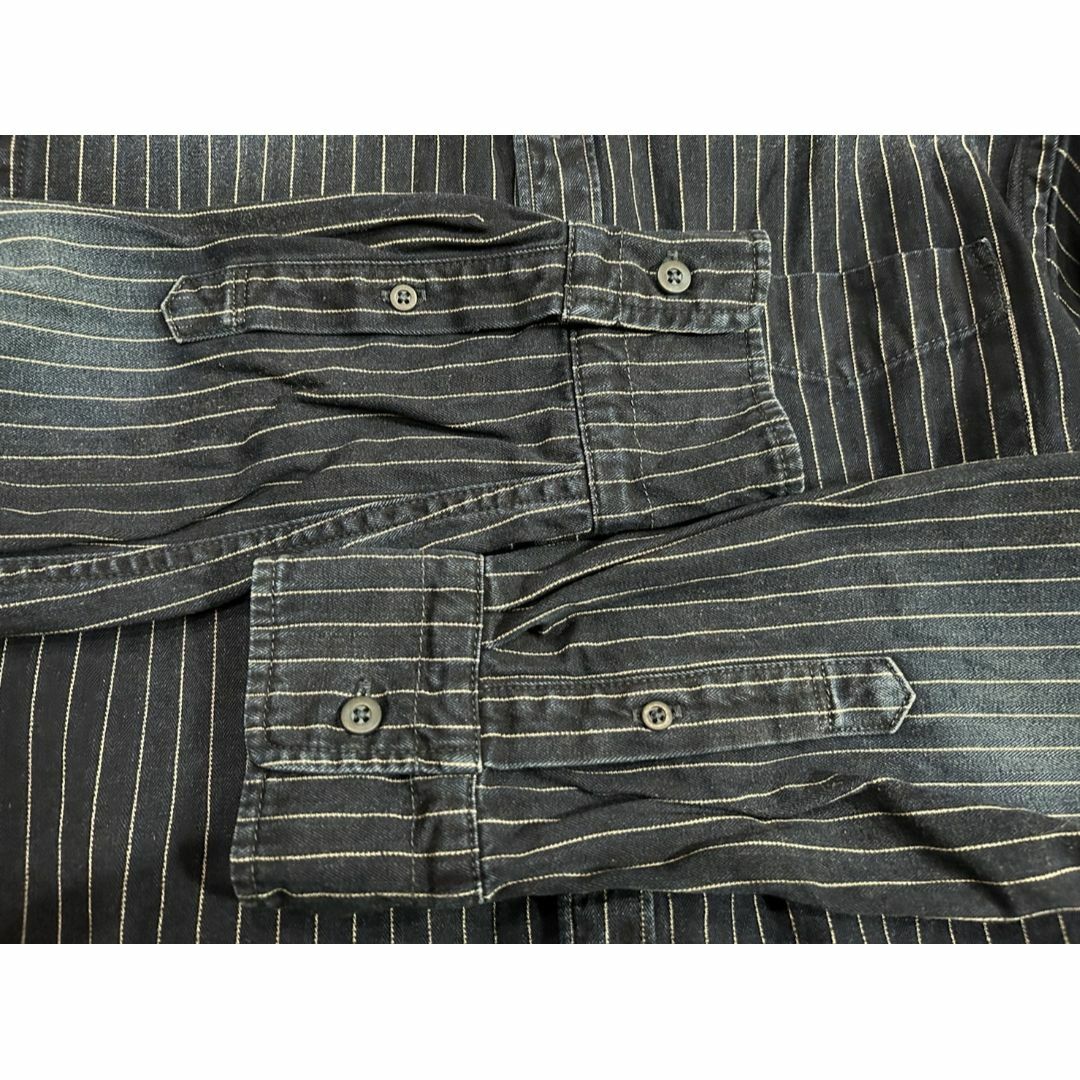 MOMOTARO JEANS(モモタロウジーンズ)の＊桃太郎ジーンズ インディゴ 濃紺 ストライプ デニムシャツ 38 メンズのトップス(シャツ)の商品写真