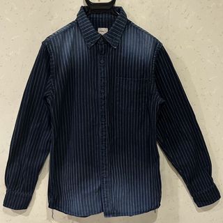 モモタロウジーンズ(MOMOTARO JEANS)の＊桃太郎ジーンズ インディゴ 濃紺 ストライプ デニムシャツ 38(シャツ)