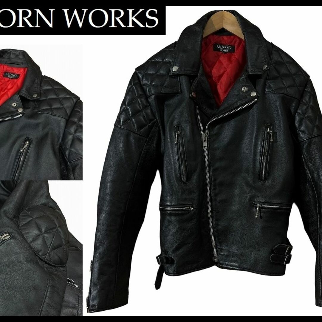 HORN WORKS ビッグサイズ3L 極美品 ダブルライダースジャケット 黒