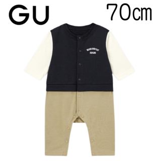 ユニクロ(UNIQLO)の【新品未使用】GU BABY セパオール (長袖・ロゴ) 70(カバーオール)