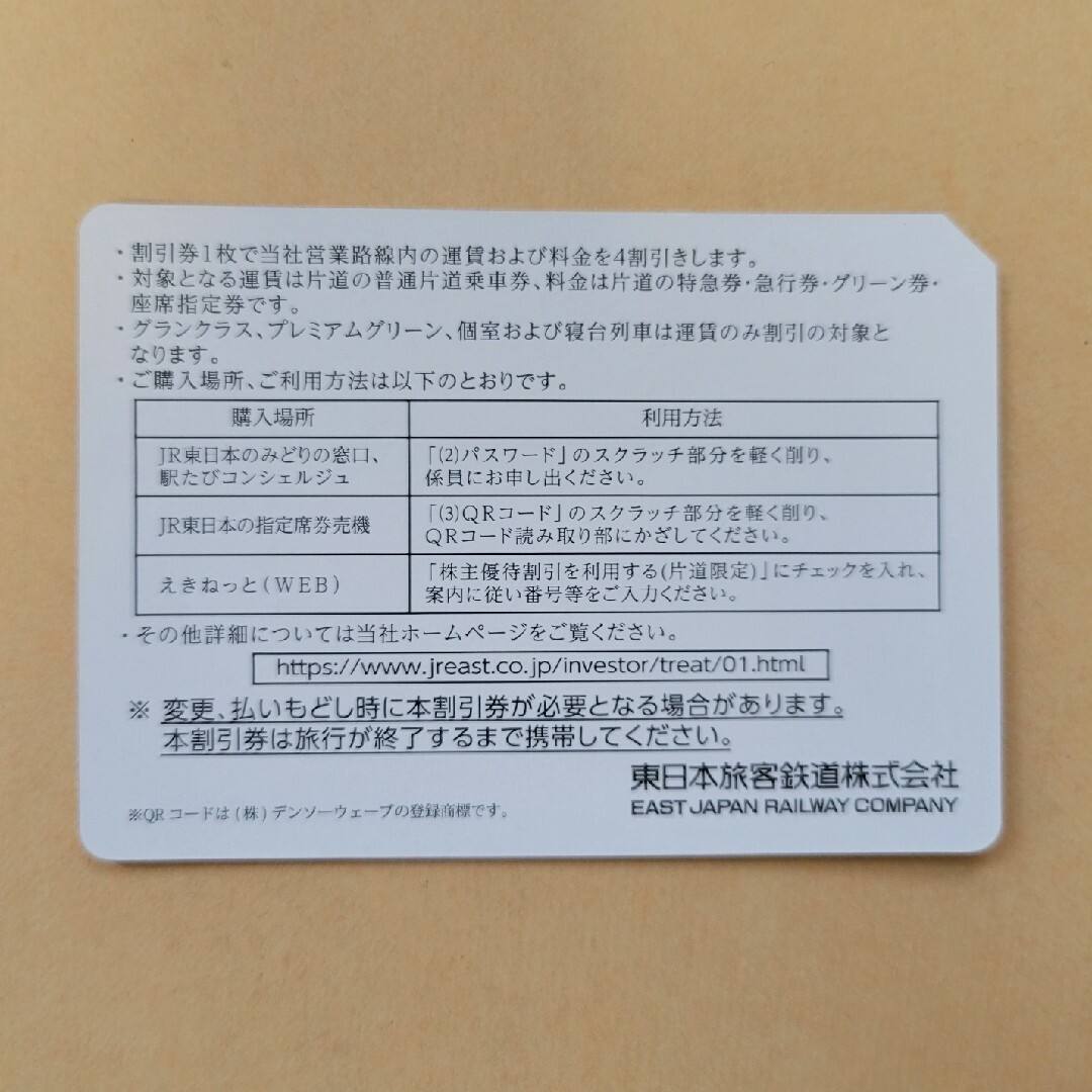 JR東日本　株主優待券　5枚セット チケットの乗車券/交通券(鉄道乗車券)の商品写真