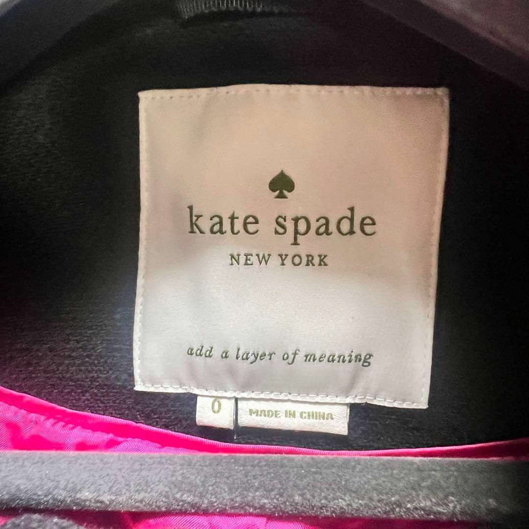 【良品】kate spade リボンロングコート ブラック 0  S 黒