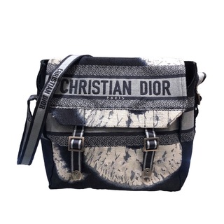クリスチャン・ディオール Christian Dior 　メッセンジャーバッグ ブラック/ホワイト キャンバス メンズ メッセンジャーバッグ