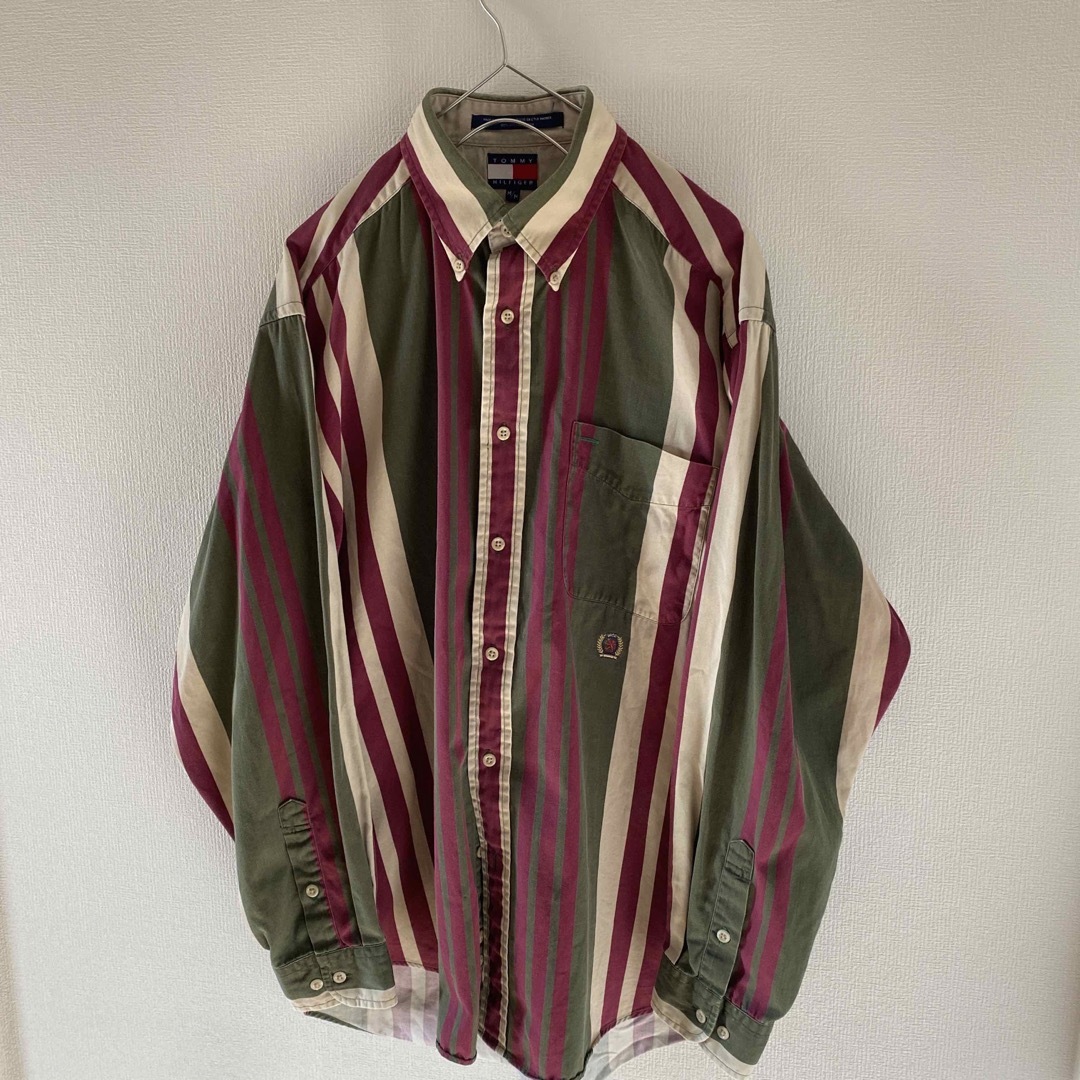 TOMMY(トミー)の【レア】90sOLDTOMMYオールドトミーマルチカラーストライプシャツメンズL メンズのトップス(シャツ)の商品写真