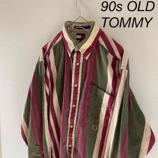 トミー(TOMMY)の【レア】90sOLDTOMMYオールドトミーマルチカラーストライプシャツメンズL(シャツ)