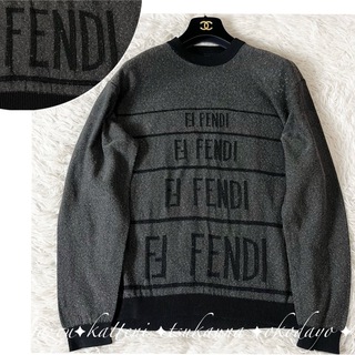 フェンディ(FENDI)のフェンディ コットン ニット セーター ブランドロゴ ズッカ  総柄 3XL(ニット/セーター)