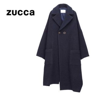 【美品】ZUCCa ズッカ ノーカラーコート Aライン 袖もこもこ カシミヤ