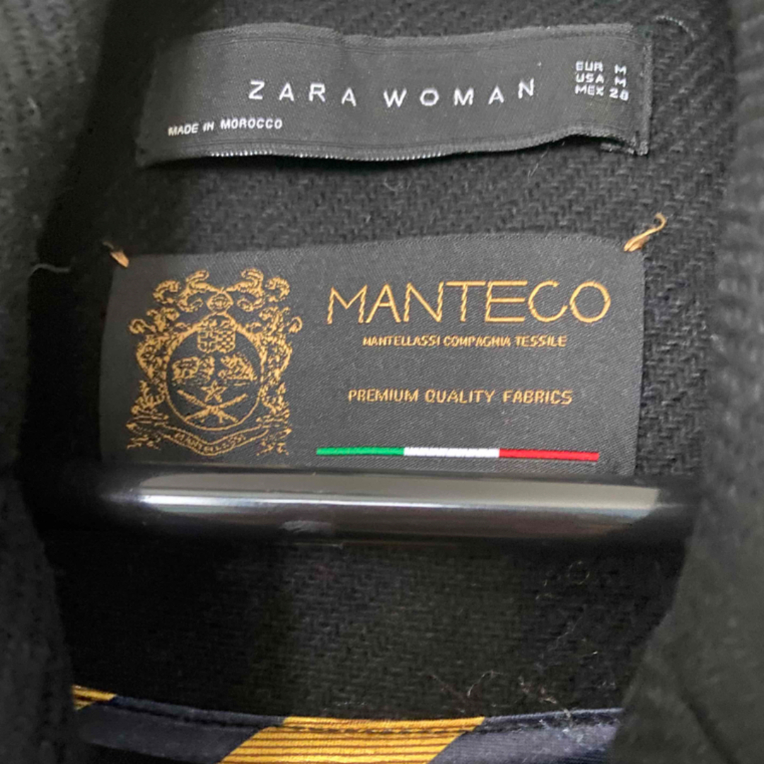 ZARA(ザラ)のZARA レディースコート黒　M レディースのジャケット/アウター(チェスターコート)の商品写真
