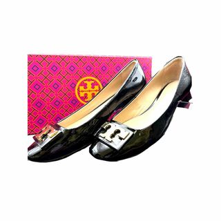 トリーバーチ(Tory Burch)のトリーバーチ ローヒール 黒 ロゴ エナメル レディース 箱付き(ハイヒール/パンプス)