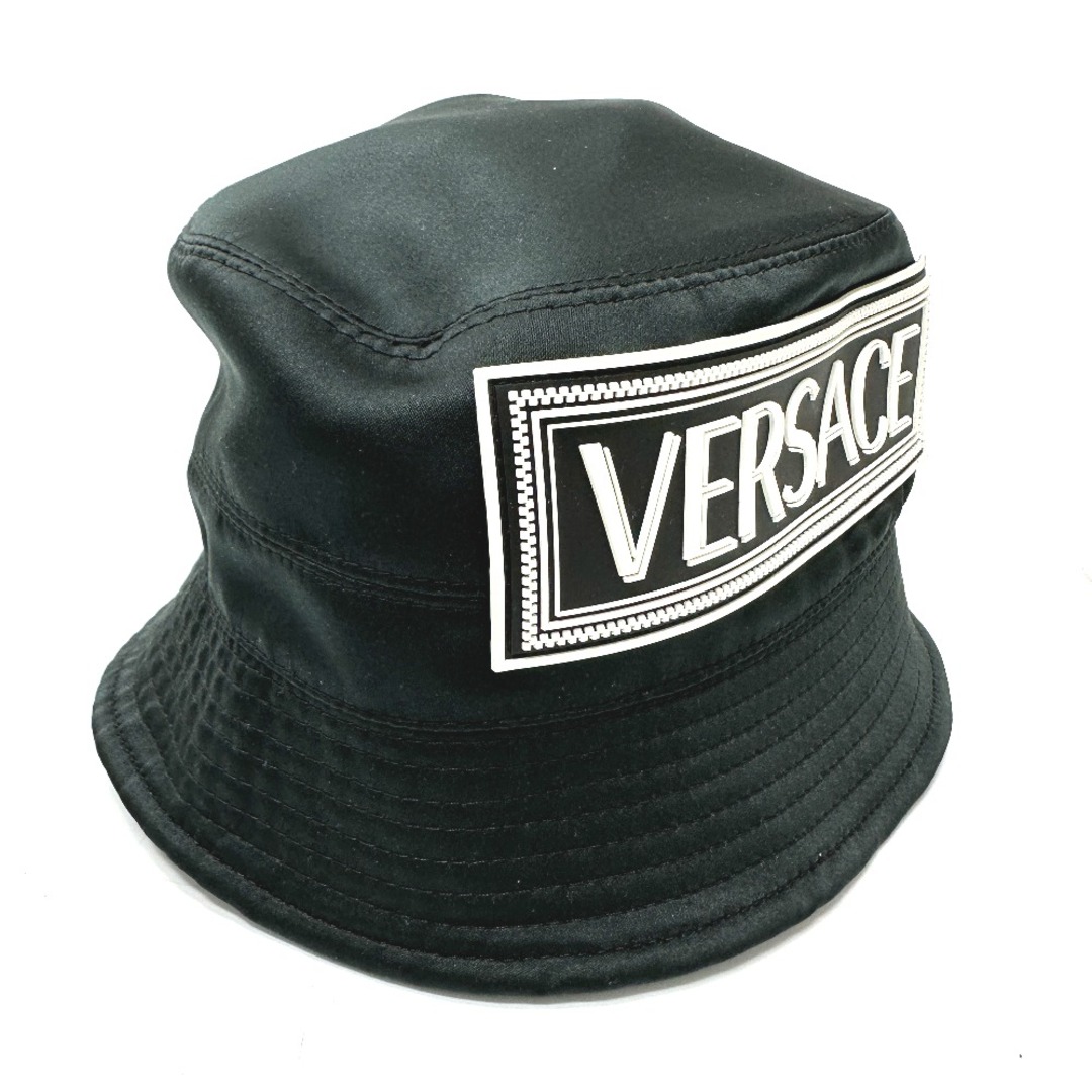ヴェルサーチ VERSACE ロゴ 総柄 ハット帽 帽子 バケットハット ボブハット ハット ポリエステル ブラック