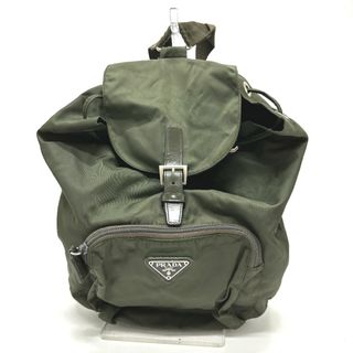 PRADA　バックパック　カーキ系　v135　三角プレート　ナイロン　リュック