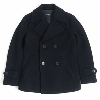 バーバリーブラックレーベル(BURBERRY BLACK LABEL)の美品□BURBERRY BLACK LABEL/バーバリーブラックレーベル チェック柄 ロゴボタン ウール Pコート/ダブルブレストジャケット 黒 S 正規品(ピーコート)