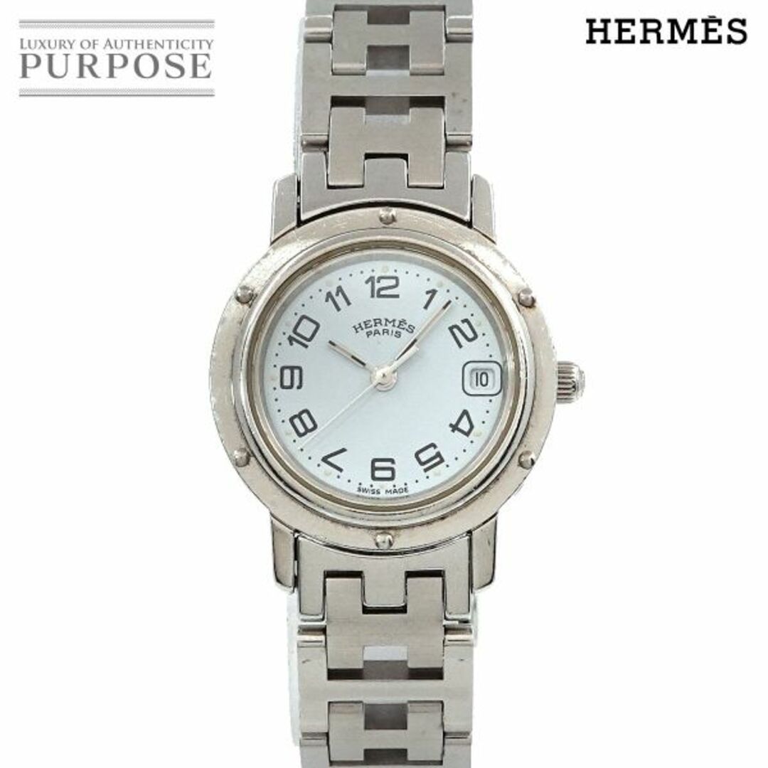 エルメス HERMES クリッパー CL4 210 ヴィンテージ レディース 腕時計 デイト ホワイト 文字盤 クォーツ ウォッチ Clipper VLP 90212629