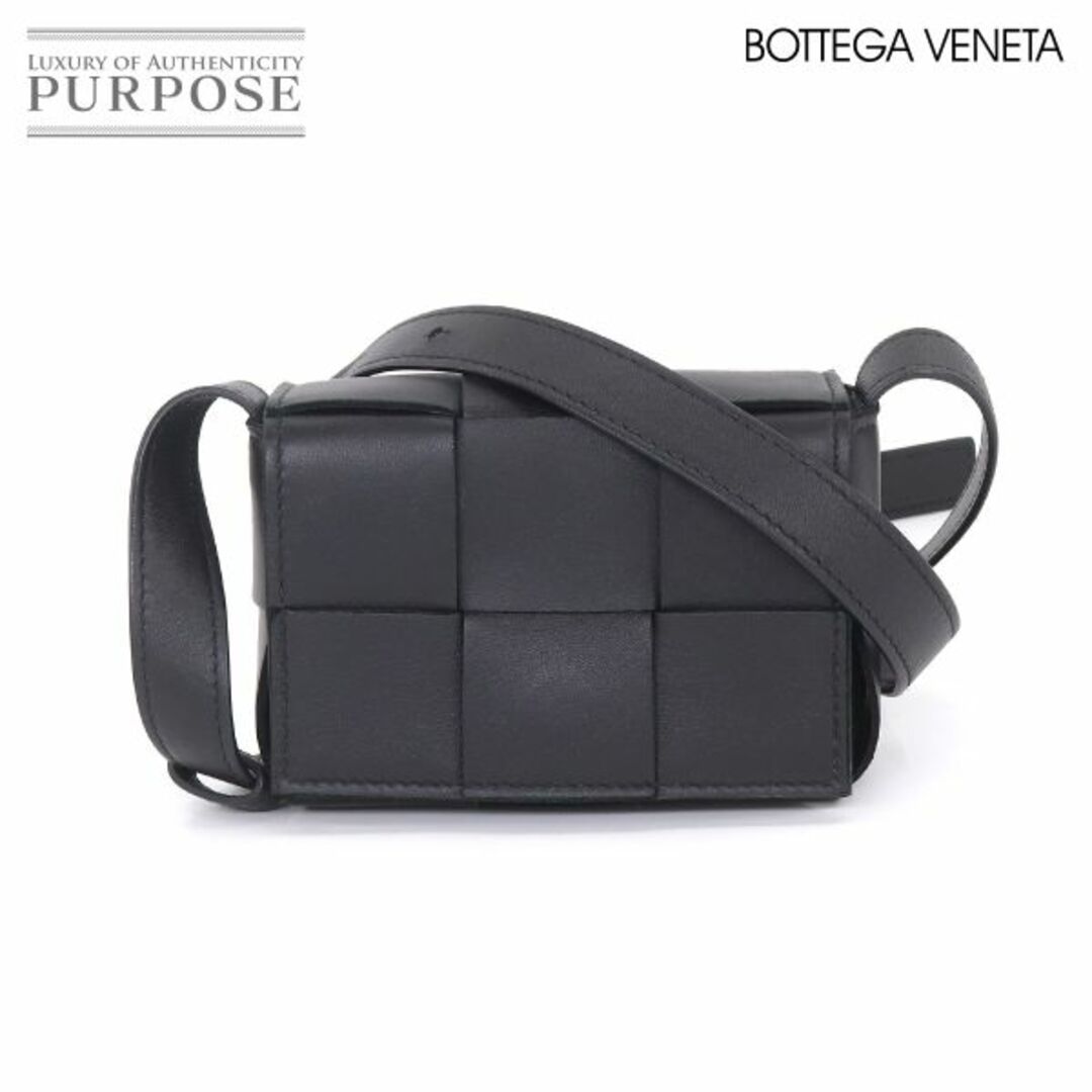 未使用 展示品 ボッテガ ヴェネタ BOTTEGA VENETA イントレチャート キャンディ カセット ショルダー バッグ レザー ブラック VLP 90211177