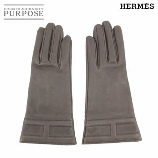 【美品】 HERMES レザー リーフ 刺繍 手袋