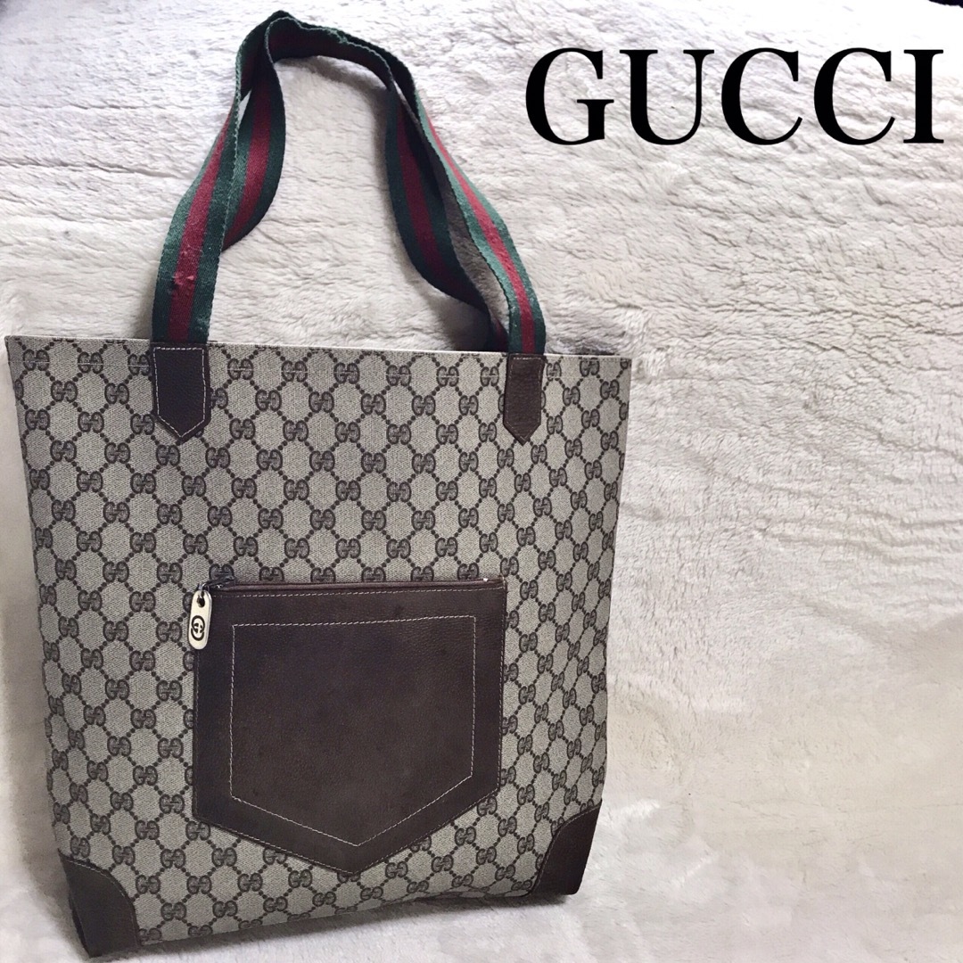 Gucci(グッチ)のGUCCI オールドグッチ 大容量 GG柄 PVC トートバッグ ショルダー レディースのバッグ(トートバッグ)の商品写真