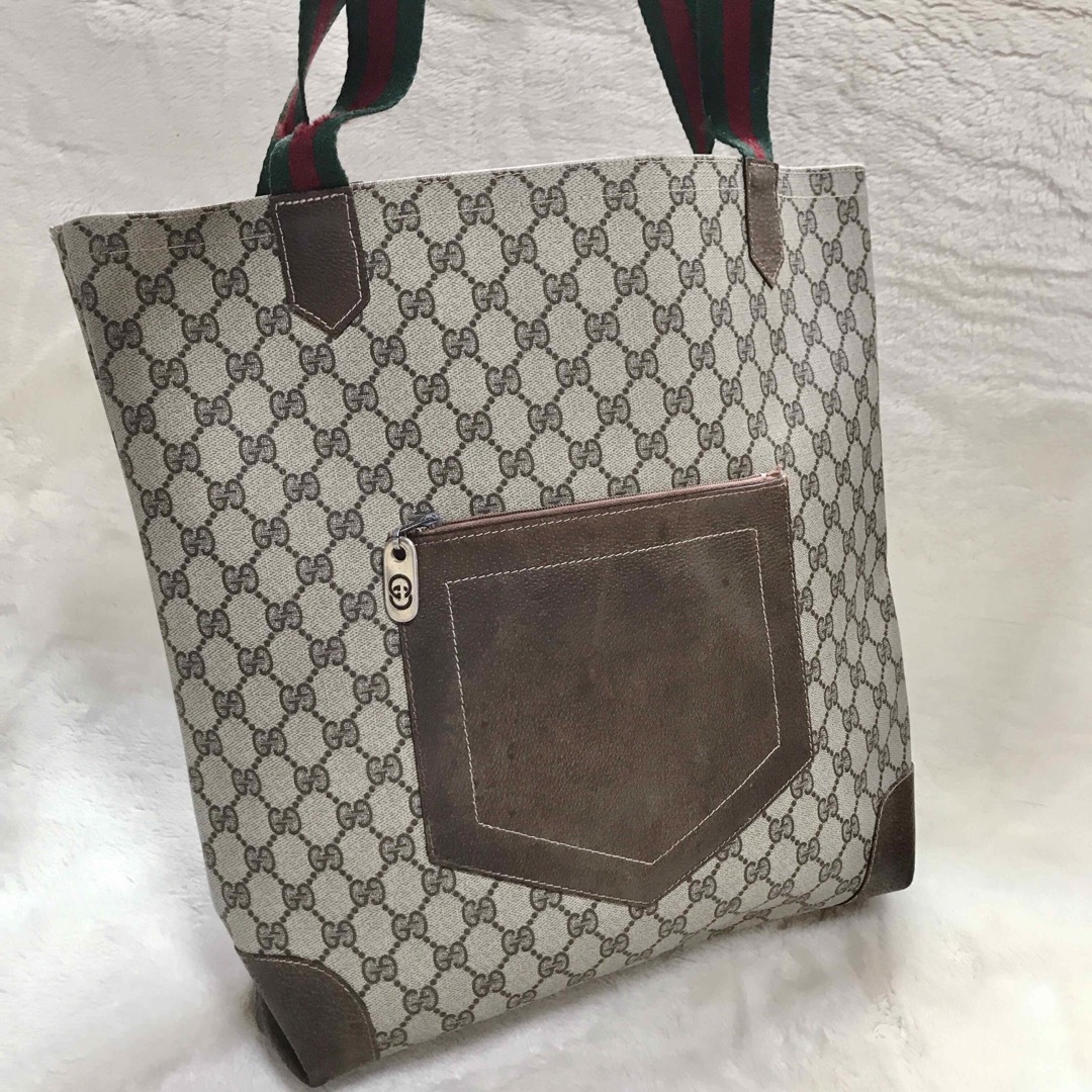 Gucci(グッチ)のGUCCI オールドグッチ 大容量 GG柄 PVC トートバッグ ショルダー レディースのバッグ(トートバッグ)の商品写真