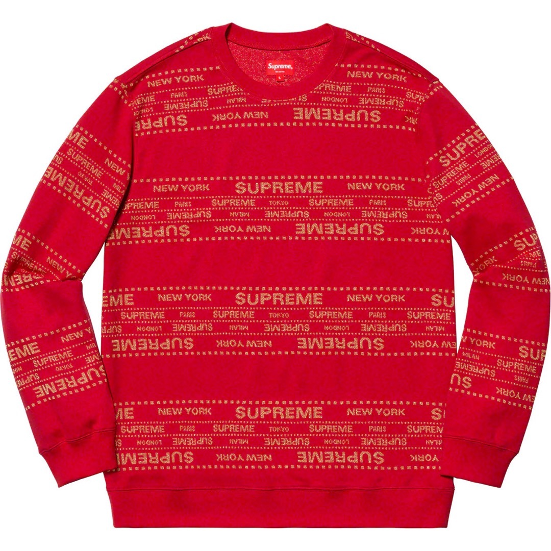 Supreme(シュプリーム)のSupreme Metallic Jacquard Crewneck RED S メンズのトップス(ニット/セーター)の商品写真