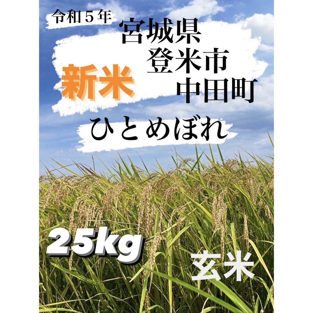 新米】令和5年　ひとめぼれ　by　宮城県登米市中田町　shop｜ラクマ　一等米　玄米　25キロの通販　's