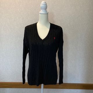 ポロラルフローレン(POLO RALPH LAUREN)の美品　ラルフローレン　ピマコットン　ケーブルニット　黒(ニット/セーター)