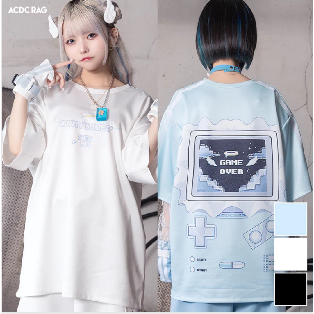 ACDC RAG(エーシーディーシーラグ)の［ACDC RAG］GAME OVER T シャツ ホワイト レディースのトップス(Tシャツ(半袖/袖なし))の商品写真