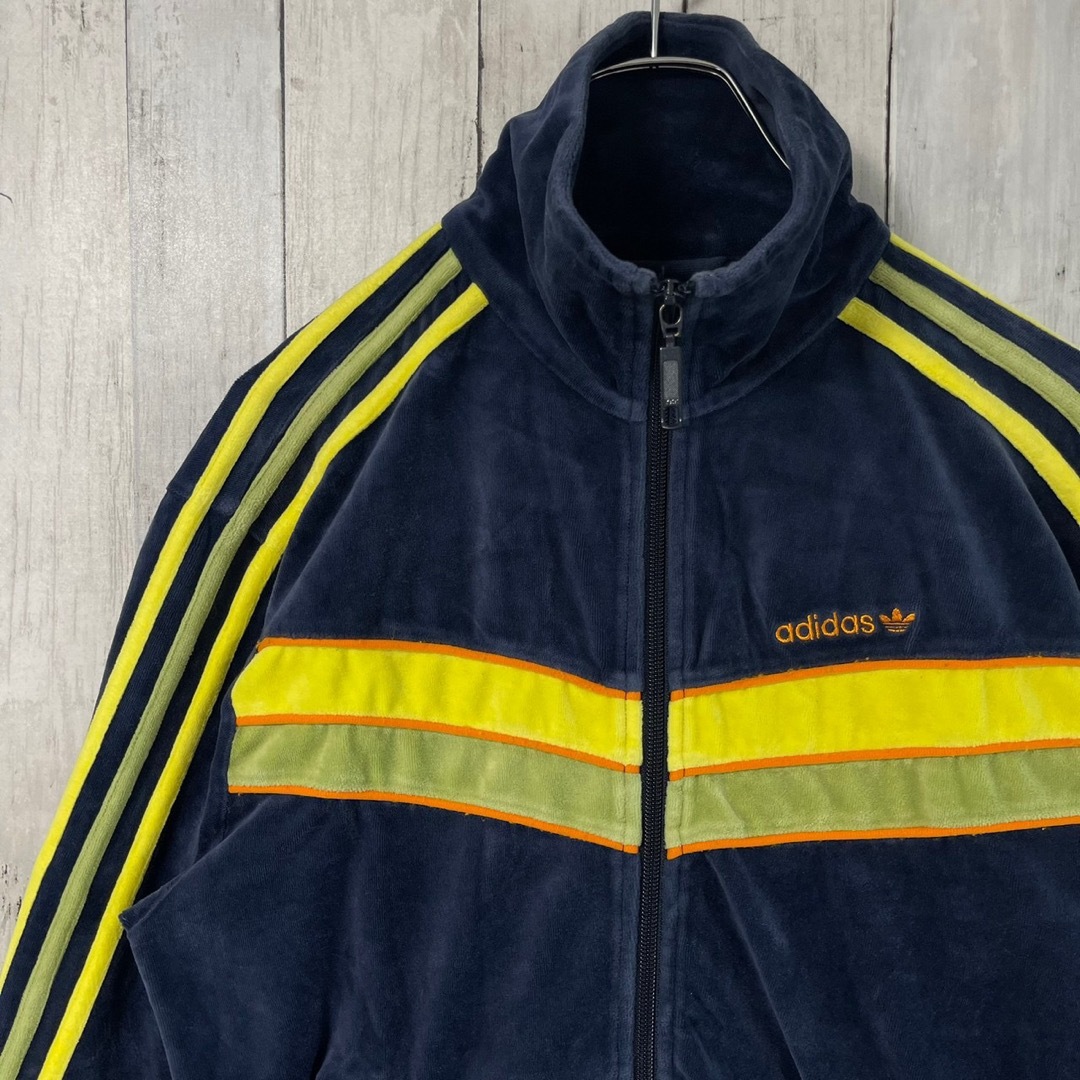 adidas トラックジャケット ベロア 刺繍ロゴ ワンポイントロゴ 90s | フリマアプリ ラクマ