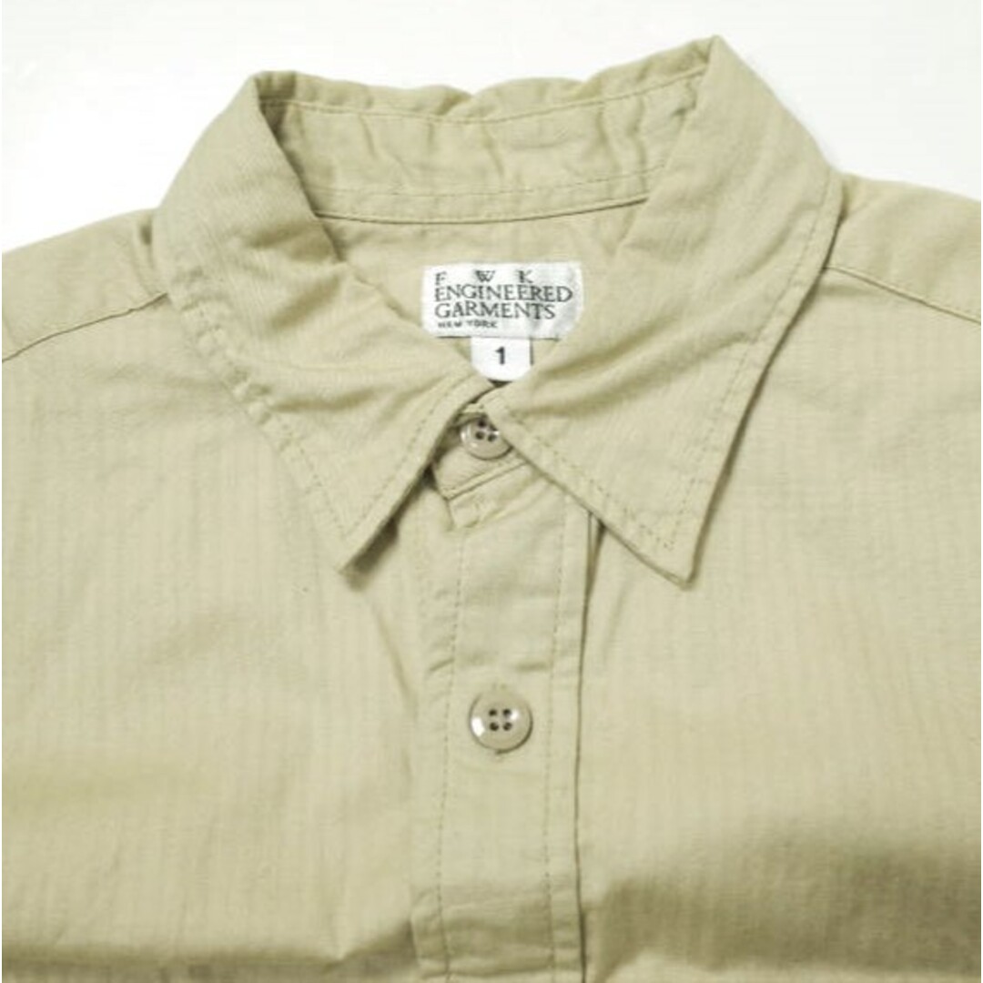 FWK by ENGINEERED GARMENTS エフダブリューケー エンジニアードガーメンツ アメリカ製 Classic Shirt Dress コットンヘリンボーン ノースリーブシャツワンピース 1 ベージュ トップス【中古】【FWK by ENGINEERED GARMENTS】 レディースのワンピース(ひざ丈ワンピース)の商品写真