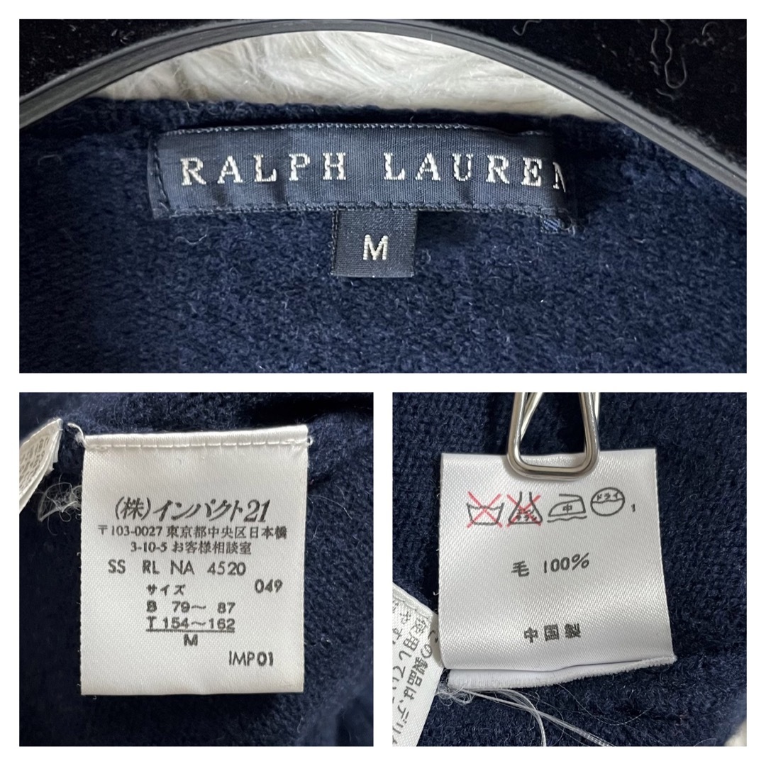 10 ラルフローレン ニット セーター ワンポイント刺繍  ネイビー M