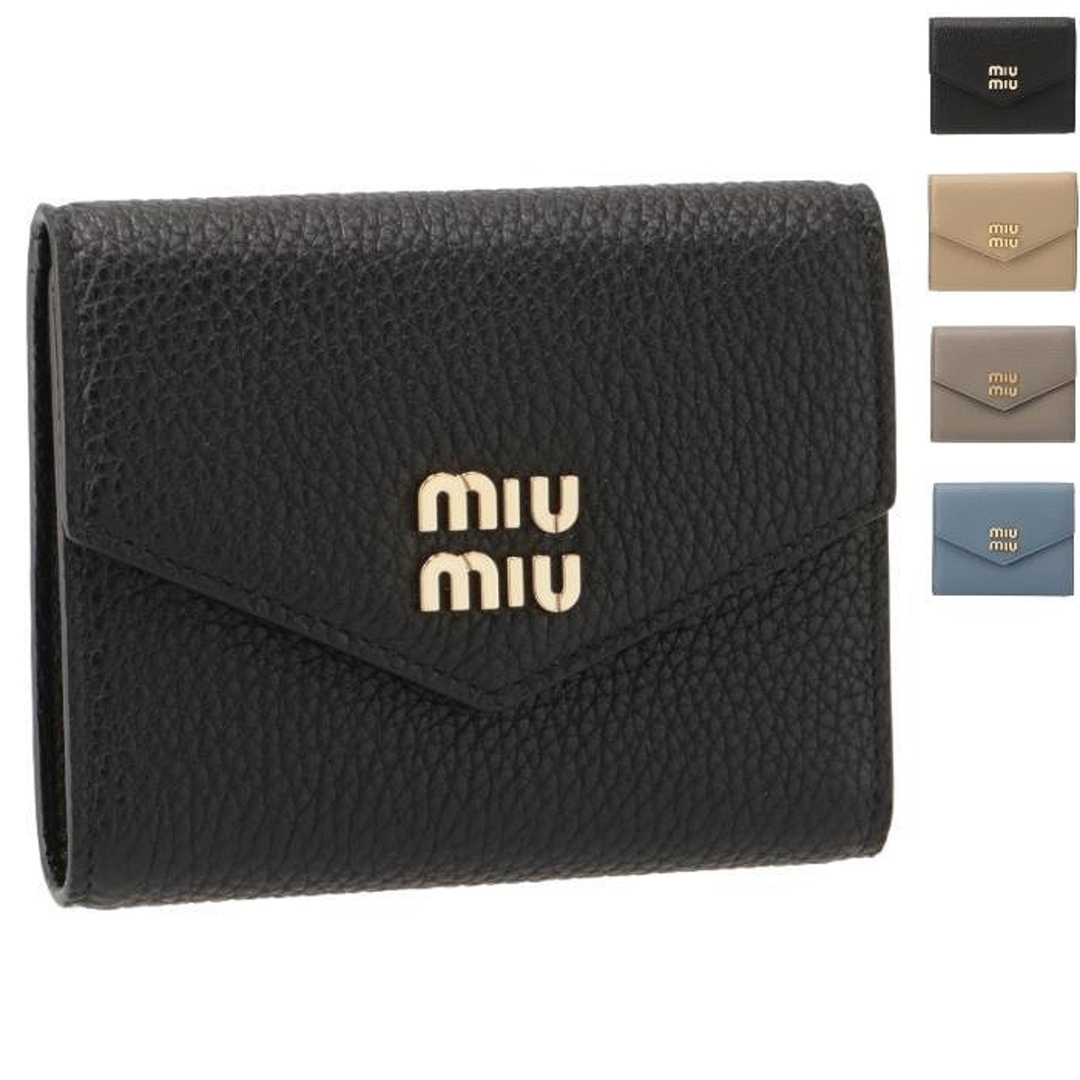 MIU MIU - ミュウミュウ MIU MIU 財布 三つ折り レザー ミニ MIU MIU - ミュウミュウ MIU MIU 財布 三つ折り レザー ミニ