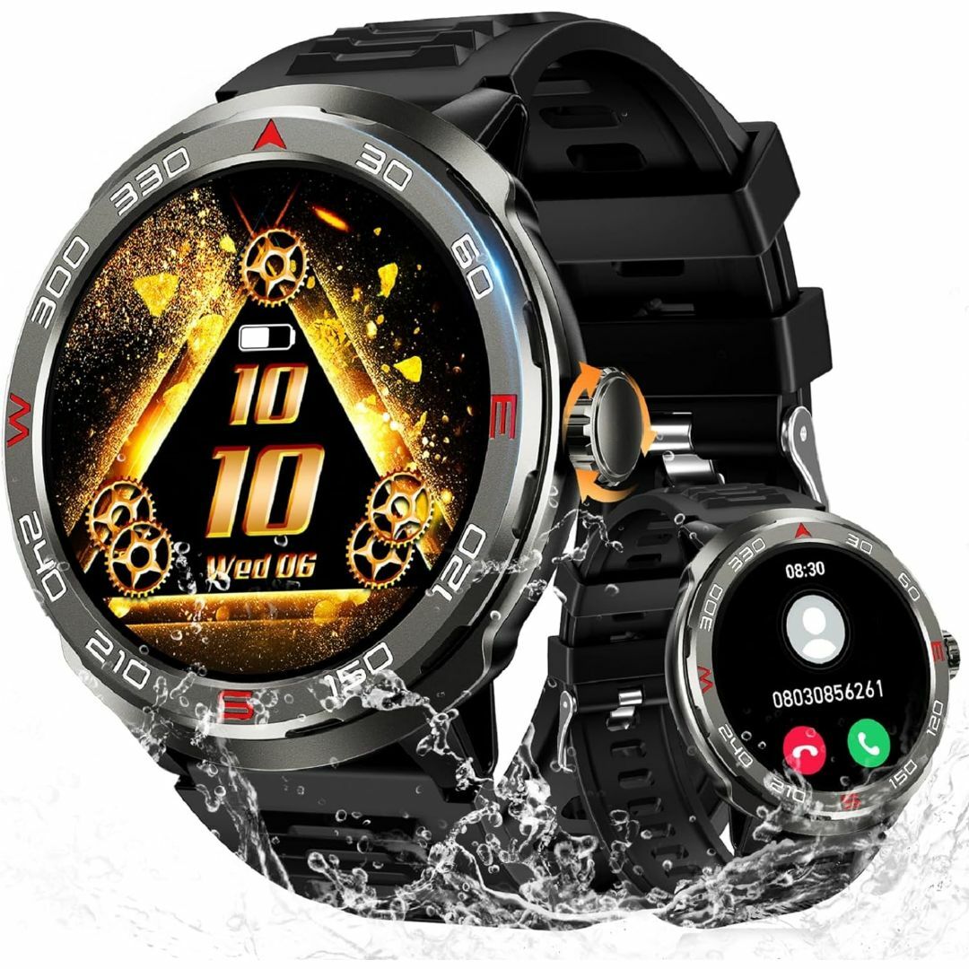 軍用規格❤️スマートウォッチ 丸型 1.39インチ 通話機能付き スポーツ メンズの時計(腕時計(デジタル))の商品写真