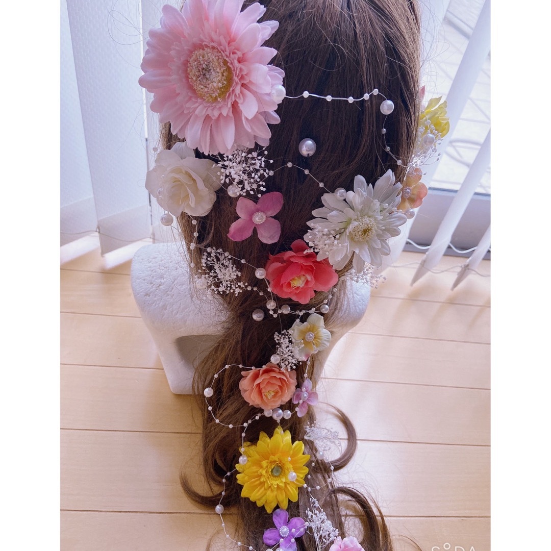 ラプンツェル髪飾り♡ピンク レインボー 挟むタイプ ラプンツェル髪飾り♡ピンク レインボー 挟むタイプ