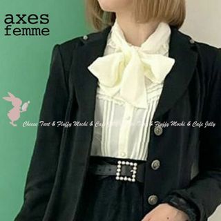 アクシーズファム(axes femme)のaxes femme 花刺繍ボウタイブラウス 生成り F(シャツ/ブラウス(長袖/七分))