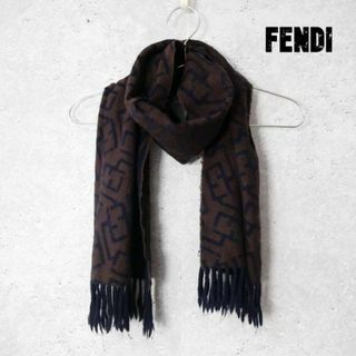 FENDI マフラー ロゴ ストール ユニセックス ブラウン ウール