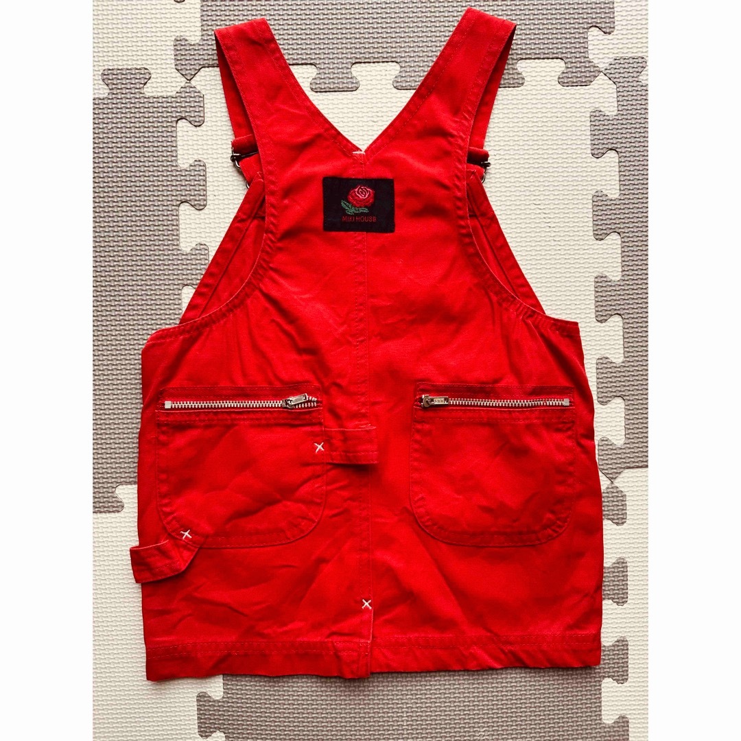 mikihouse(ミキハウス)の☆ミキハウス レトロ柄ジャンパースカートT93-B53 キッズ/ベビー/マタニティのキッズ服女の子用(90cm~)(ワンピース)の商品写真