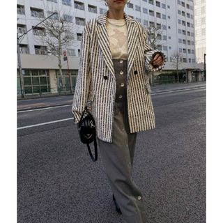 アメリヴィンテージ(Ameri VINTAGE)のameri【新品未使用】GIOLICA STRIPE TWEED JACKET(テーラードジャケット)