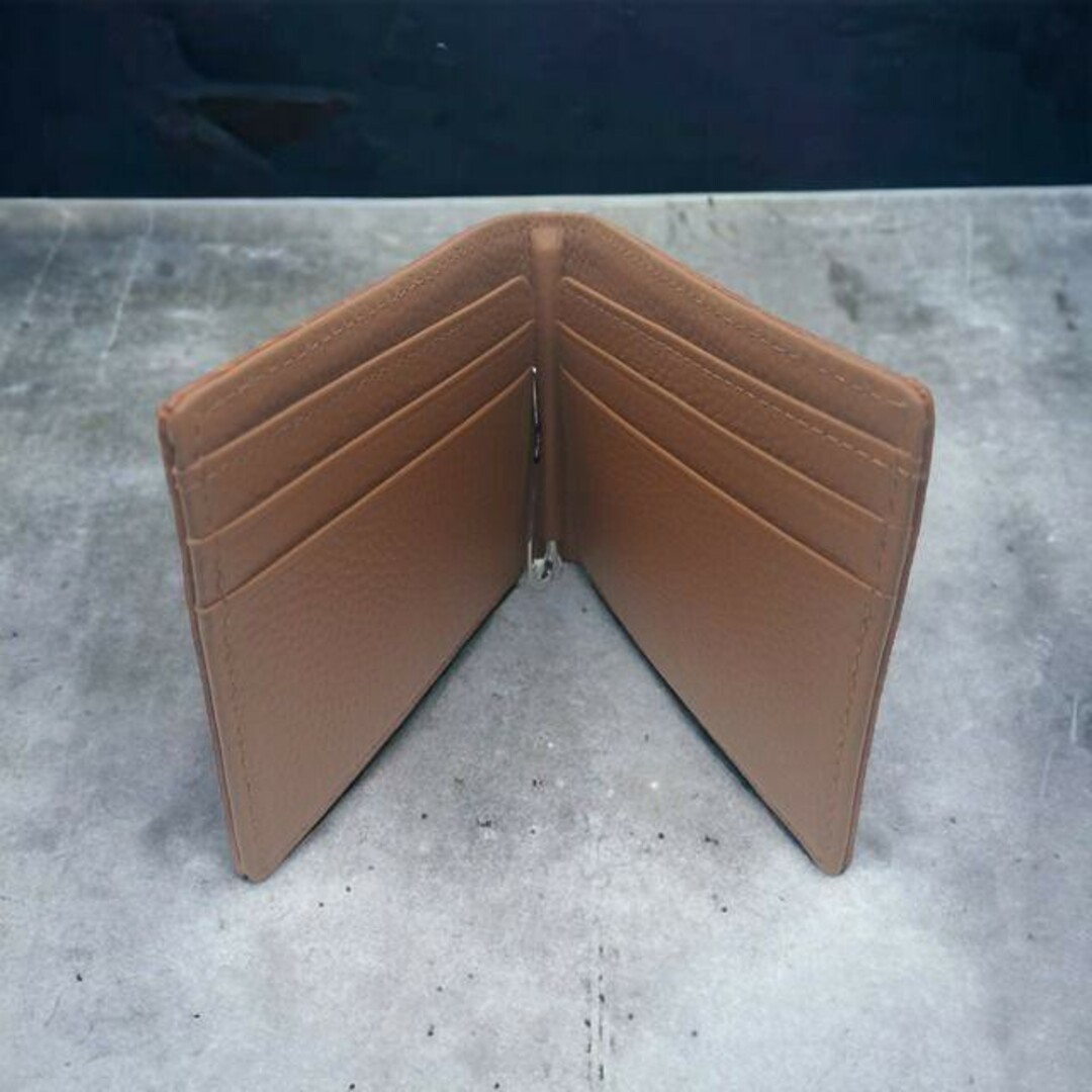 AT13 本革 クロコダイル 二つ折りマネークリップウォレット ブラウンb2 メンズのファッション小物(長財布)の商品写真