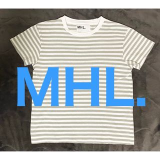 エムエイチエル(MHL.)のMHL  ボーダー　Tシャツ　グレー×ホワイト　レディース　II サイズ　M(Tシャツ(半袖/袖なし))