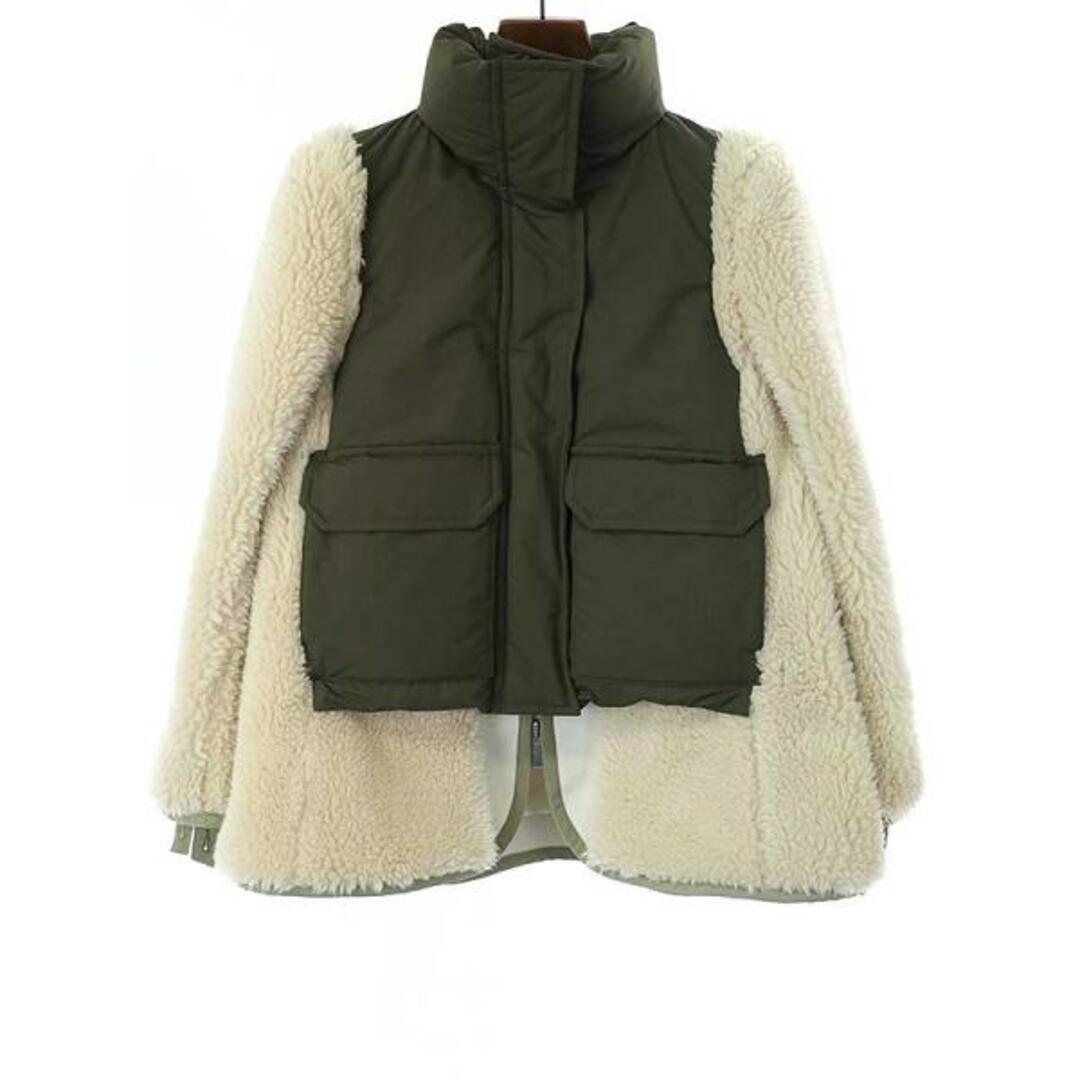 sacai(サカイ)のsacai サカイ 22AW Faux Shearling x Padded Blouson ファーパテッドブルゾン カーキ系 1 レディースのジャケット/アウター(ブルゾン)の商品写真