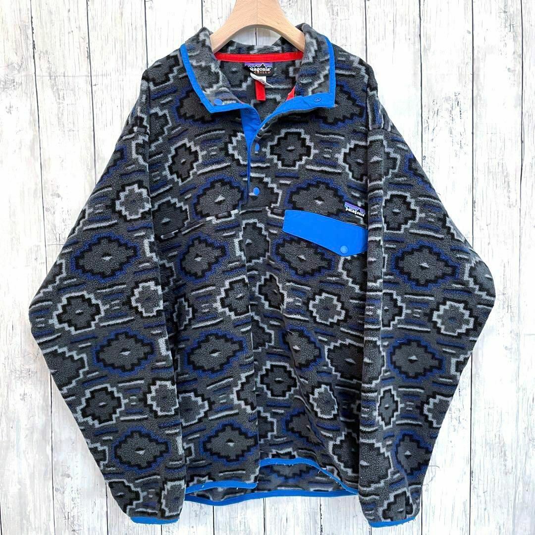 patagonia(パタゴニア)のアメリカ古着PATAGONIAパタゴニア　ジャガードフリーススナップT サイズM メンズのジャケット/アウター(ブルゾン)の商品写真