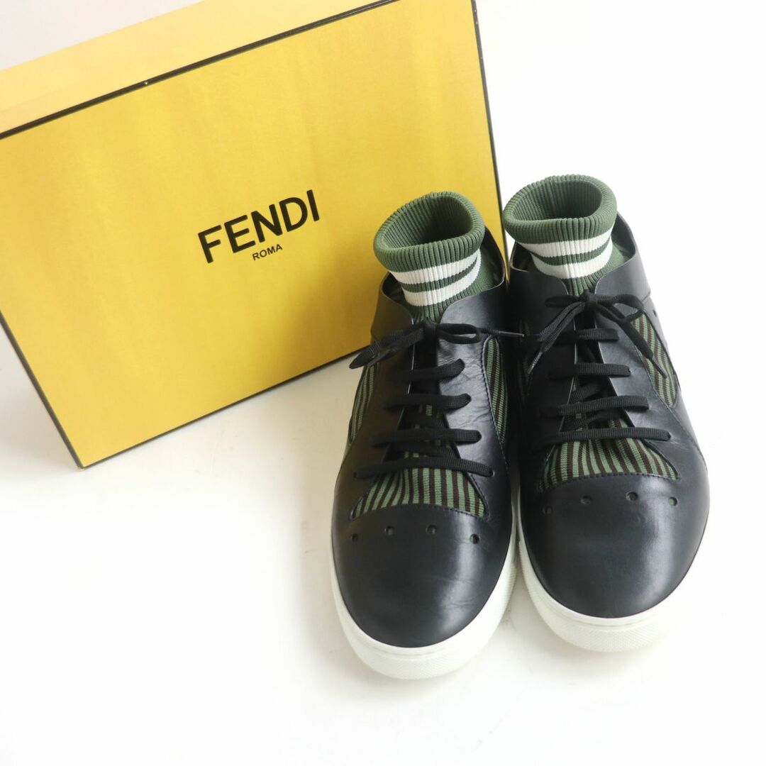 FENDI - 美品□FENDI/フェンディ 7E1057 ニット×レザー レースアップ