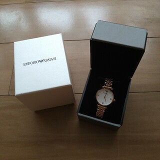 《美品》EMPORIO ARMANI 腕時計 ブロンズ スクエア レザー