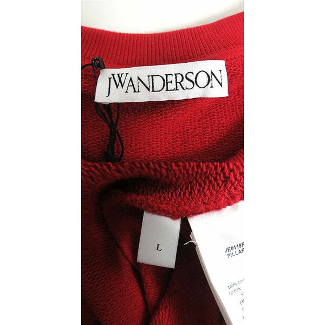 未使用品□JW ANDERSON/JWアンダーソン ロゴ刺繍 袖切り替え ロングスリーブ スウェットシャツ/トレーナー レッド L イタリア製 正規品