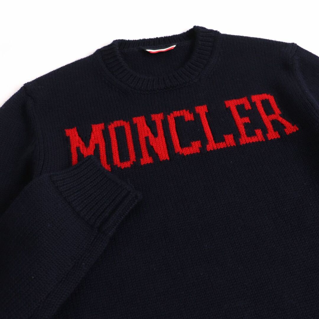 MONCLER(モンクレール)の美品□2018年製 モンクレールジーニアス 2 MAGLIONE TRICOT GIROCOLLO ロングスリーブ クルーネック ロゴニット/セーター ネイビー L メンズのトップス(ニット/セーター)の商品写真