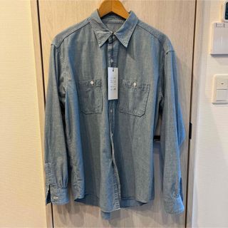 BD刺繍デニムハンティングシャツ ポケット付き 動物 ブルー 青 ブラウン