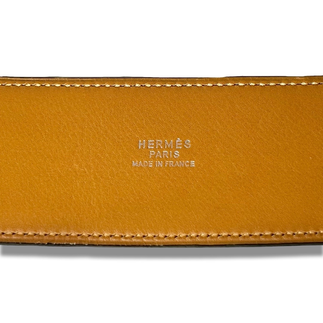 HERMES エルメス コリエドシアン メドール レザー ベルト グリーン クロム金具 size 74 レディース