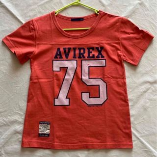 アヴィレックス(AVIREX)のAVIREX アビレックス　レディースtシャツ ショート丈　オレンジ　ロゴ(Tシャツ(半袖/袖なし))