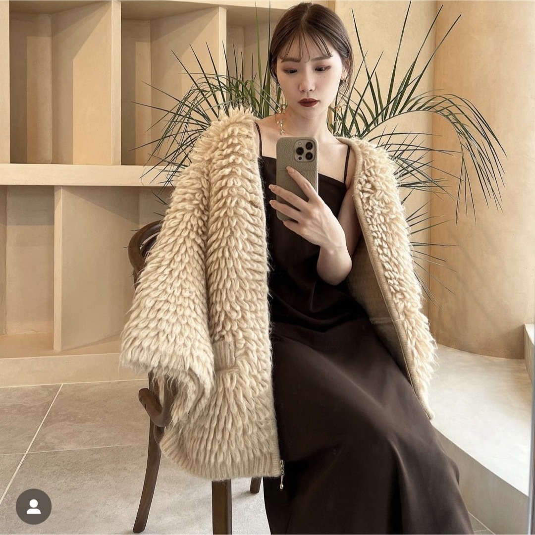 Acka loop knit cardigan ( beige )レディース