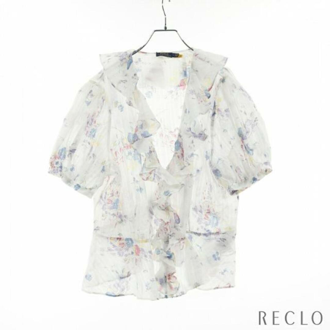 10800円 Floral Blouse Ruffled マルチカラー ブラウス ホワイト