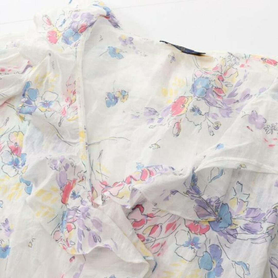 POLO RALPH LAUREN(ポロラルフローレン)のRuffled Floral Cotton Blouse ブラウス ホワイト マルチカラー レディースのトップス(シャツ/ブラウス(半袖/袖なし))の商品写真