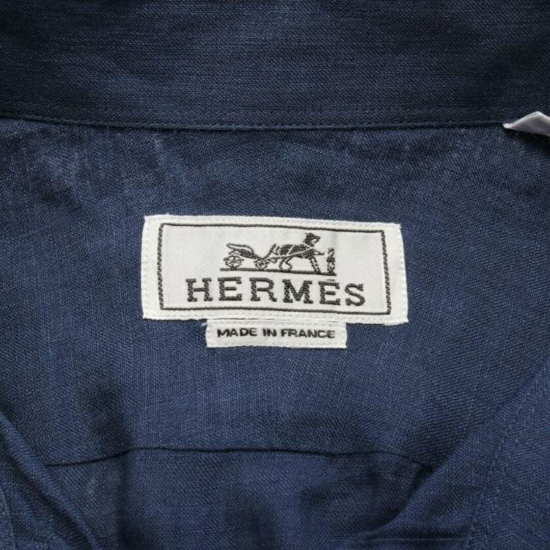 Hermes(エルメス)の シャツ 半袖 リネン ネイビー メンズのトップス(シャツ)の商品写真